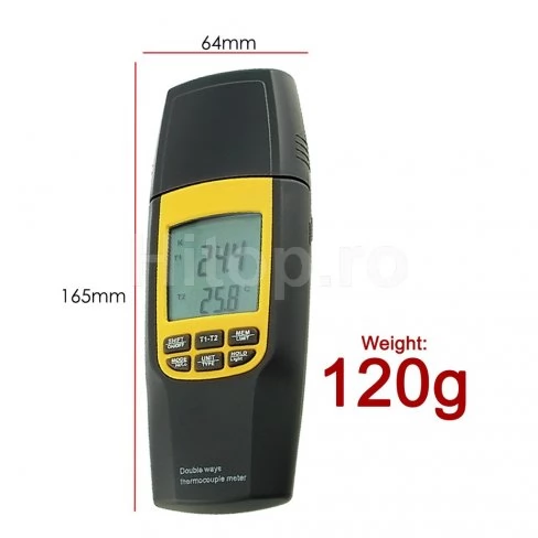 Termometru digital cu termocuplu de tip K sau J cu 4 sonde și afișaj LCD mare