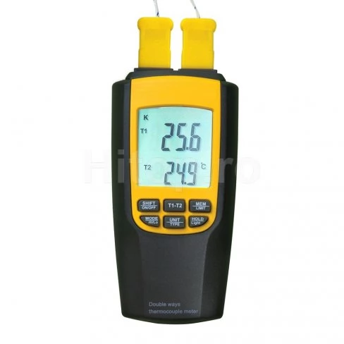 Termometru digital cu termocuplu de tip K sau J cu 4 sonde și afișaj LCD mare