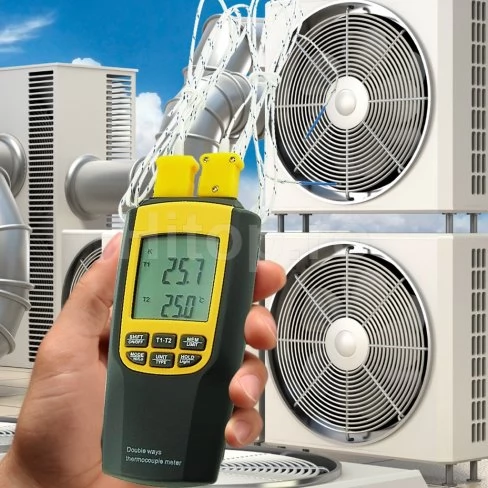 Termometru digital cu termocuplu de tip K sau J cu 4 sonde și afișaj LCD mare