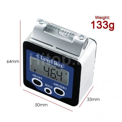Înclinometru digital cu nivel cu bulă de aer, domeniu larg de măsurare ± 180° (0 ~ 360°)