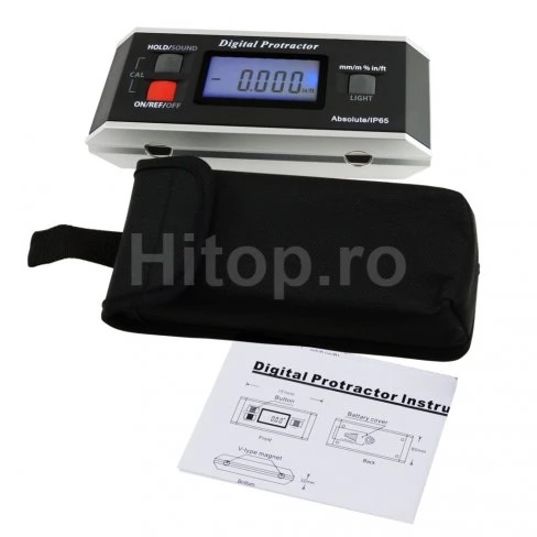 Instrument digital de măsurare pentru unghiuri de la 0 ~ 360° cu iluminare de fundal Instrument digital de măsurare pentru unghiuri de la 0 ~ 360° cu iluminare de fundal
