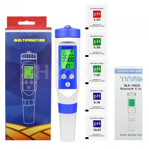 Tester de pH, TDS, EC, salinitate și temperatură, bluetooth