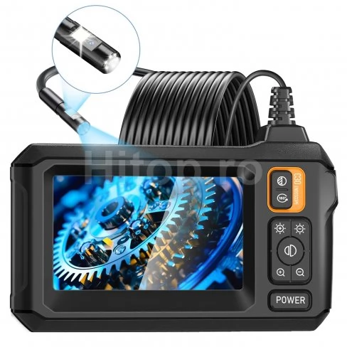 Endoscop cu 2 camere, ecran de 4,3 inch, sondă de 8 mm grosime și lungime de 5 metri
