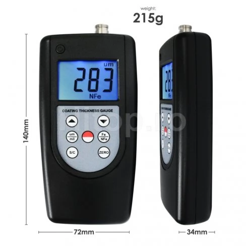 Tester pentru grosimea stratului de acoperire F & NF, 0 ~ 2000 µm Tester pentru grosimea stratului de acoperire F & NF, 0 ~ 2000 µm