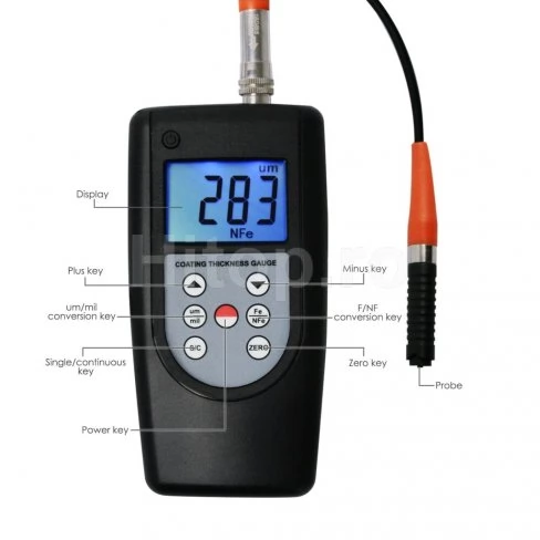Tester pentru grosimea stratului de acoperire F & NF, 0 ~ 2000 µm Tester pentru grosimea stratului de acoperire F & NF, 0 ~ 2000 µm