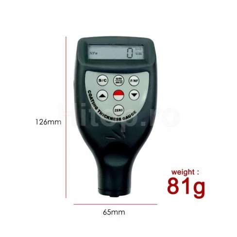 Grosimetru pentru vopsele și suprafețe cu sonde F/NF, interval 0-1250 μm