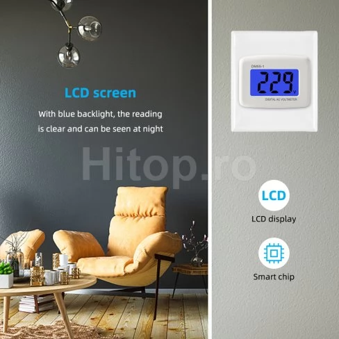 Voltmetru digital de priză AC 80–300V cu afișaj LED – DM55-1