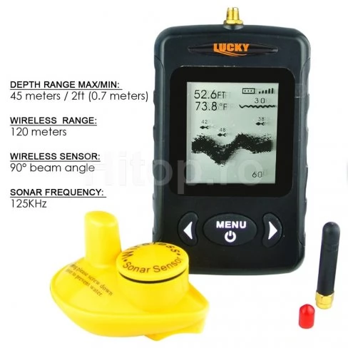 Sonar de pescuit cu senzor wireless de 100 de metri - Culoare negru