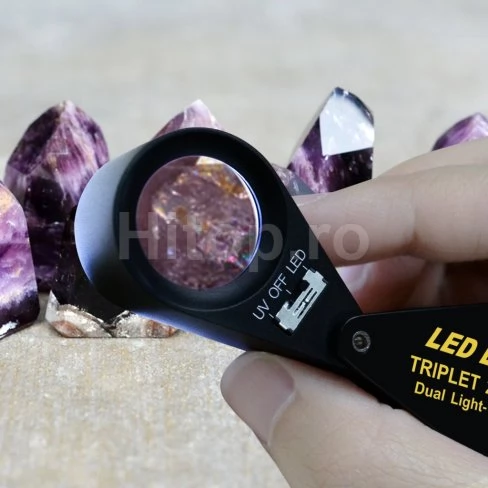 Lupa pentru bijuterii cu mărire de 20x, lumină LED și UV