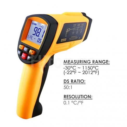 Termometru digital cu infraroșu 50:1, pirometru 1150 °C