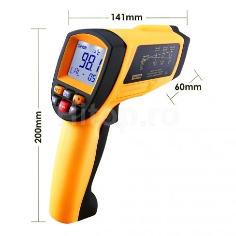 Termometru digital cu infraroșu 50:1, pirometru 1150 °C