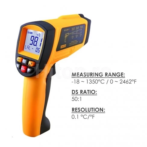 Termometru laser IR digital 50:1, pirometru 1350 °C