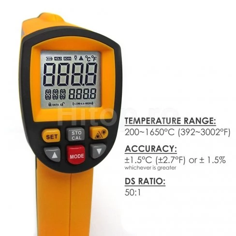 Termometru digital cu infraroșu 50:1 1650°C