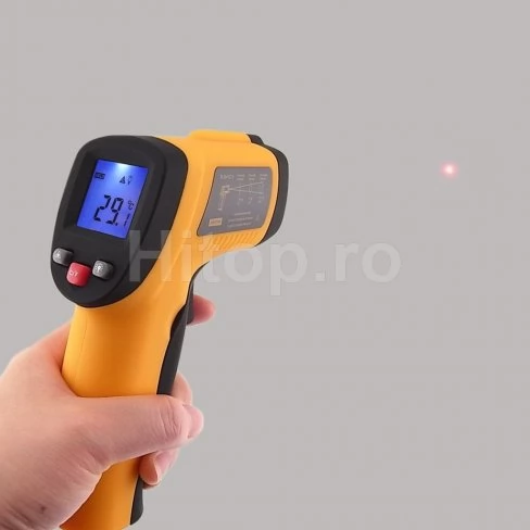 Termometru infraroșu fără contact cu interval -50 - 450°C