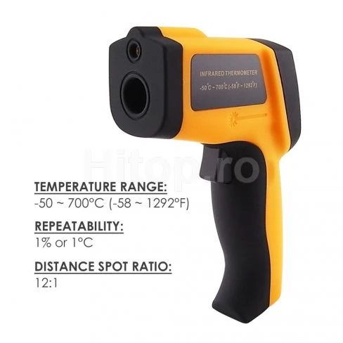 Termometru infraroșu digital 0,10 ~ 0,99 EM 12:1 Pirometru 700 ° C