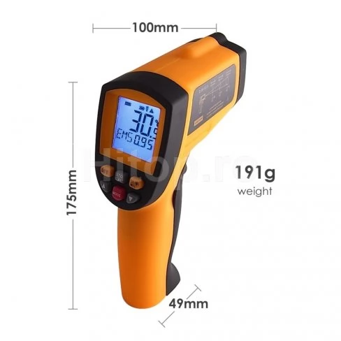 Termometru infraroșu digital 0,10 ~ 0,99 EM 12:1 Pirometru 700 ° C