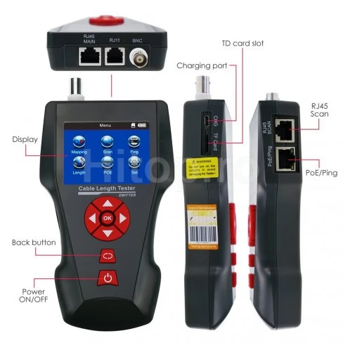 Tester de cablu pentru cabluri de rețea, telefon, RJ45, RJ11, BNC