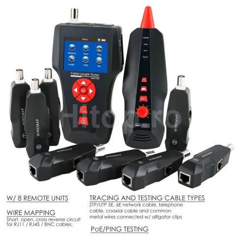 Tester de cablu pentru cabluri de rețea, telefon, RJ45, RJ11, BNC