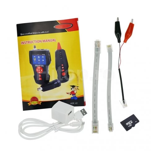 Tester de cablu pentru cabluri de rețea, telefon, RJ45, RJ11, BNC