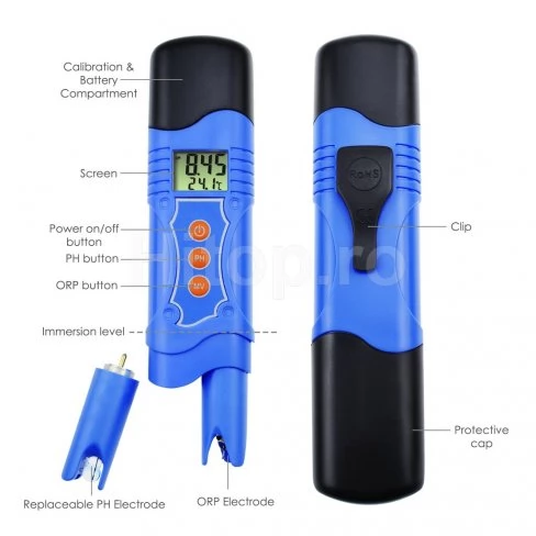 Contor combinat ORP și PH cu termometru și compensare automată a temperaturii
