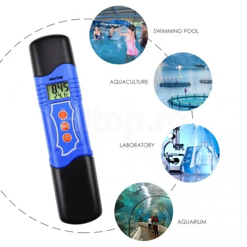 Tester 3 în 1 pentru pH, temperatură și EC (conductivitate electrică)