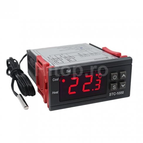 Regulator de temperatură, termostat cu 1 senzor, termoregulator 12V 10A
