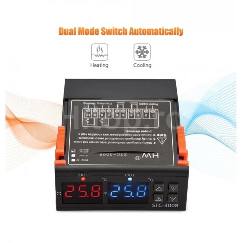 Regulator de temperatură, termostat cu 2 senzori, termoregulator 220V 10A