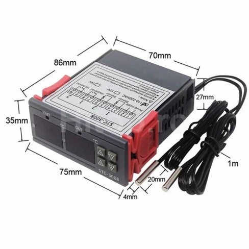Regulator de temperatură, termostat cu 2 senzori, termoregulator 24V 10A