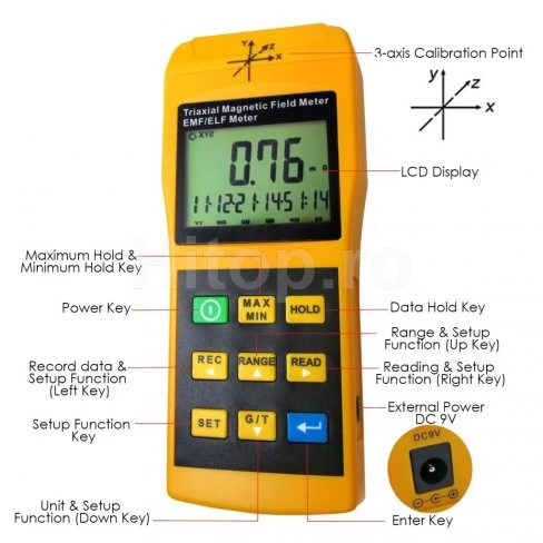 Contor de radiații de radiofrecvență EMF Contor Gauss 2000 mG
