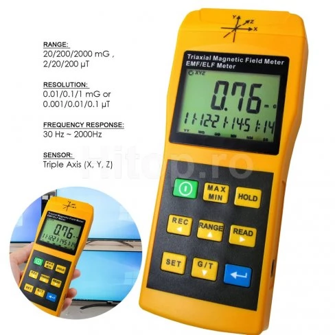 Contor de radiații de radiofrecvență EMF Contor Gauss 2000 mG