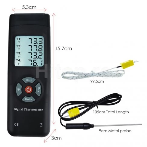 Termometru digital cu 4 canale cu termocupluri de tip K