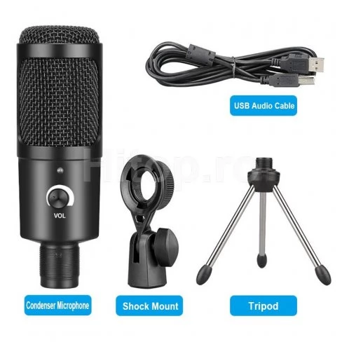 Microfon condensator usb pentru Youtube, TikTok, streaming, karaoke și înregistrare în studio