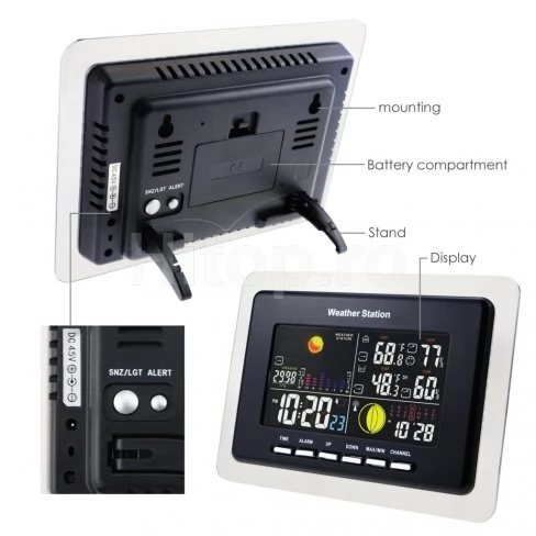 Stație meteo wireless pentru temperatură și umiditate cu 2 senzori Stație meteo wireless pentru temperatură și umiditate cu 2 senzori