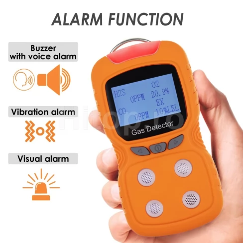 Detector de gaz portabil pentru CO, H₂S, O₂, EX (LEL) cu avertizare sonoră