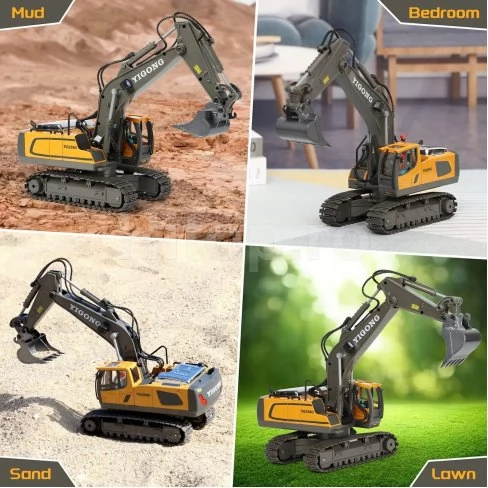 Excavator cu telecomandă 11 canale și lopată metalică scara 1:20