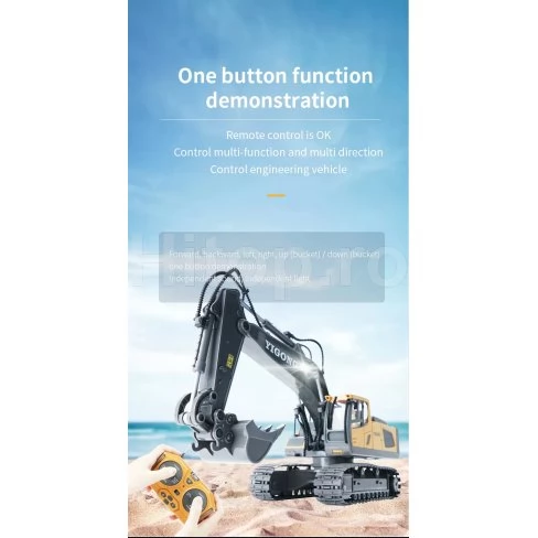 Excavator cu telecomandă 11 canale și lopată metalică scara 1:20