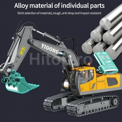 Excavator cu telecomandă 11 canale și lopată metalică scara 1:20