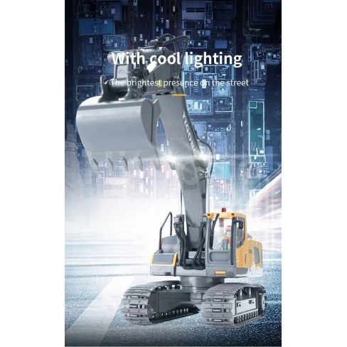 Excavator cu telecomandă 11 canale și lopată metalică scara 1:20