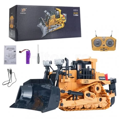 Buldozer radiocomandat 1:20 pentru joacă în aer liber sau în interior