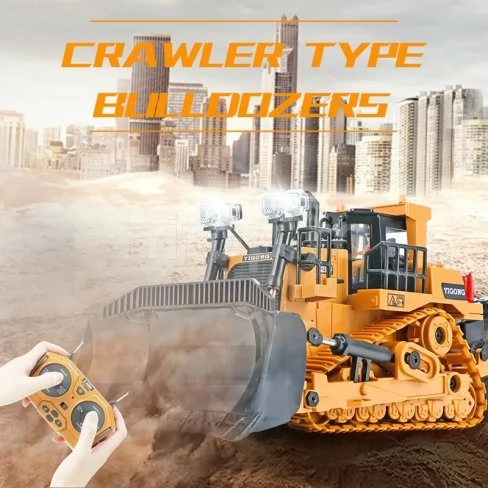 Buldozer radiocomandat 1:20 pentru joacă în aer liber sau în interior