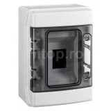 Tablou electric modular din plastic IP65, 1 rând, 4 module, ușă transparentă – BK050200