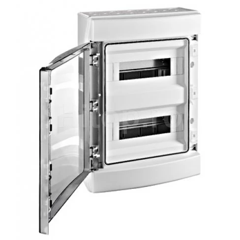 Tablou electric modular din plastic IP65, 2 rânduri, 24 module, ușă transparentă – BK050203