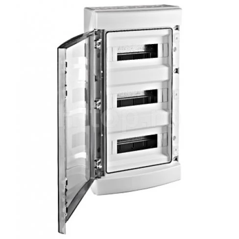 Tablou electric modular din plastic IP65, 3 rânduri, 36 module, ușă transparentă – BK050204