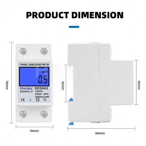 Contor de electricitate monofazat cu cost unic 80A, 230V 50/60Hz Contor de electricitate monofazat cu cost unic 80A, 230V 50/60Hz
