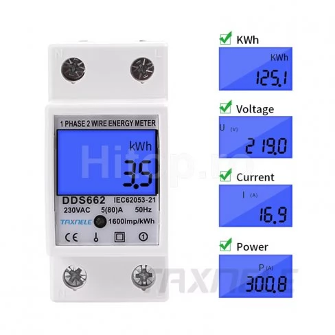 Contor de electricitate monofazat cu cost unic 80A, 230V 50/60Hz Contor de electricitate monofazat cu cost unic 80A, 230V 50/60Hz