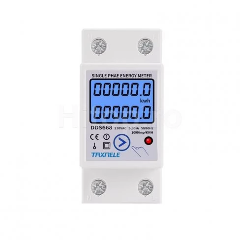 Contor de putere monofazat 80A, tarif unic, KW/h, V, A, frecvență, factor de putere, W