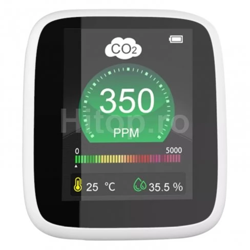Monitor de birou pentru calitatea aerului CO2, umiditate și temperatură