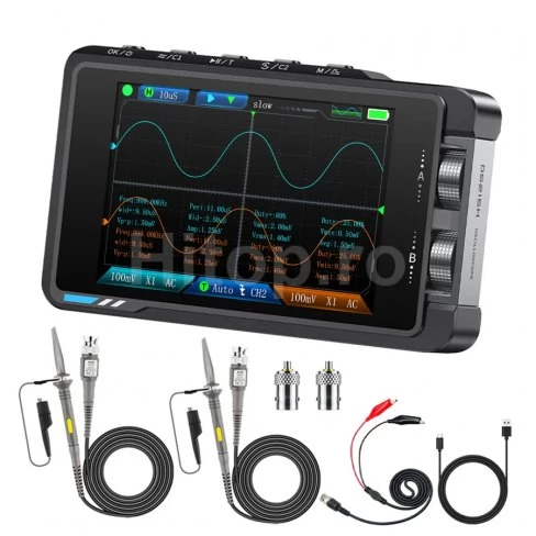 Osciloscop portabil FNIRSI DS215H Plus cu 2 canale și generator de semnal
