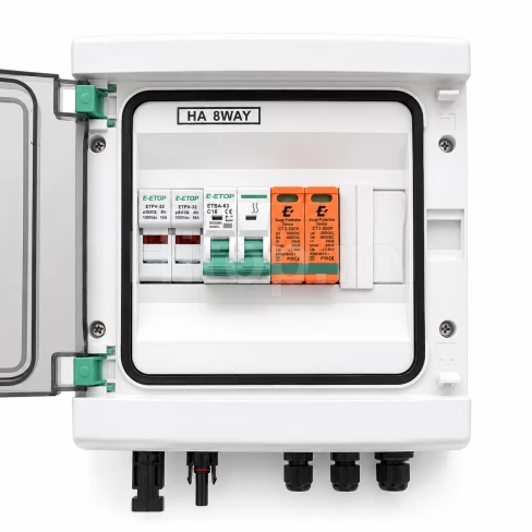 Tablou electric echipat la 500V, 16A pentru sisteme fotovoltaice cu protecție la trăsnet