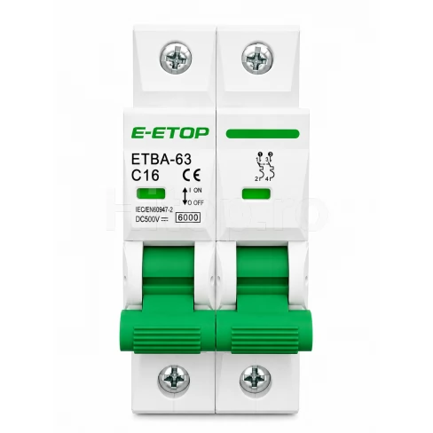 Întrerupător automat, MCB, DC 500V, 16A pentru sisteme fotovoltaice ETBA-63-16A